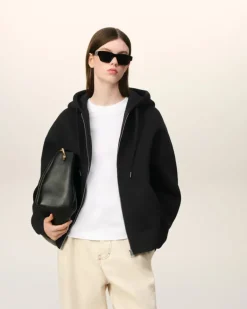 Ami Paris Zipped Ami de Coeur Hoodie BLACK Store