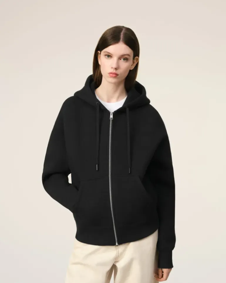Ami Paris Zipped Ami de Coeur Hoodie BLACK Store